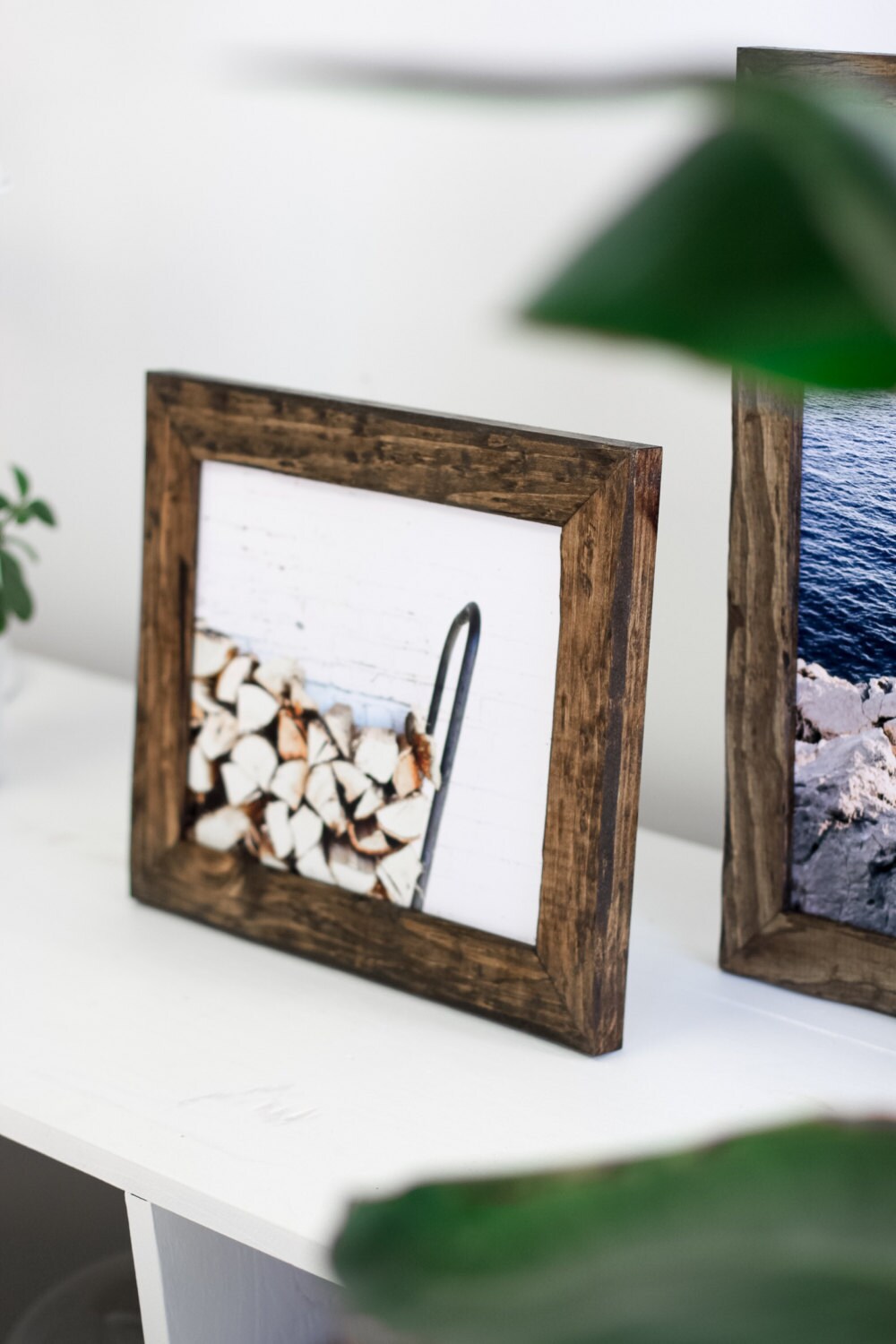 8x10 dark brown picture frame . distressed style . handmade