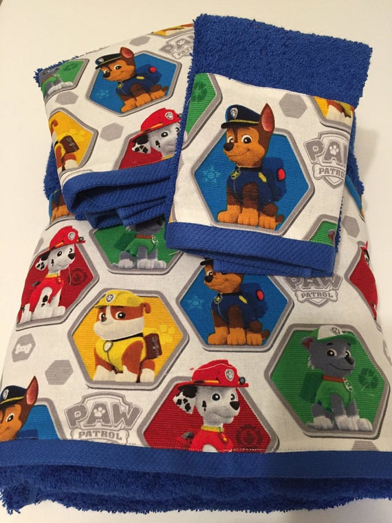 2pc paw patrol power leaps bath towel and washcloth set