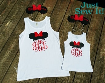 Girls Minnie Mouse shirt with Disney ears set for Disney vacation Mickey birthday party family cruise boys toddler mommy and me matching set