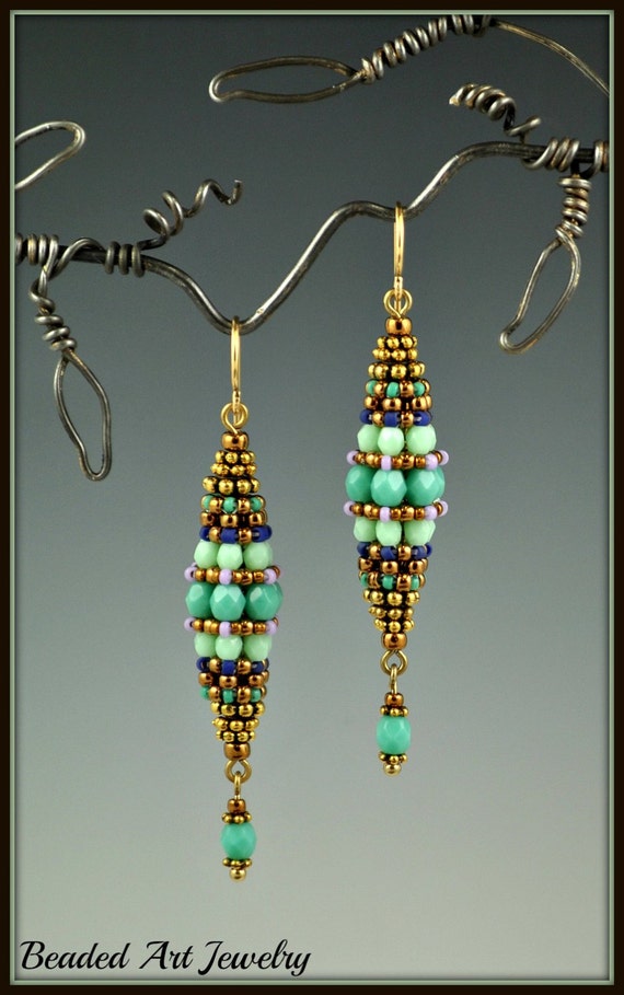 Items similar to Bead woven, Beadwork, Beaded Bead Earrings on Etsy