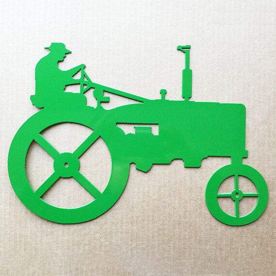 Farmer on Tractor Metal Wall Art A4
