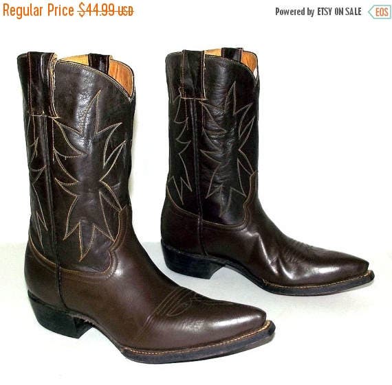 Vintage Dark brown leather western cowboy boots size 4 D