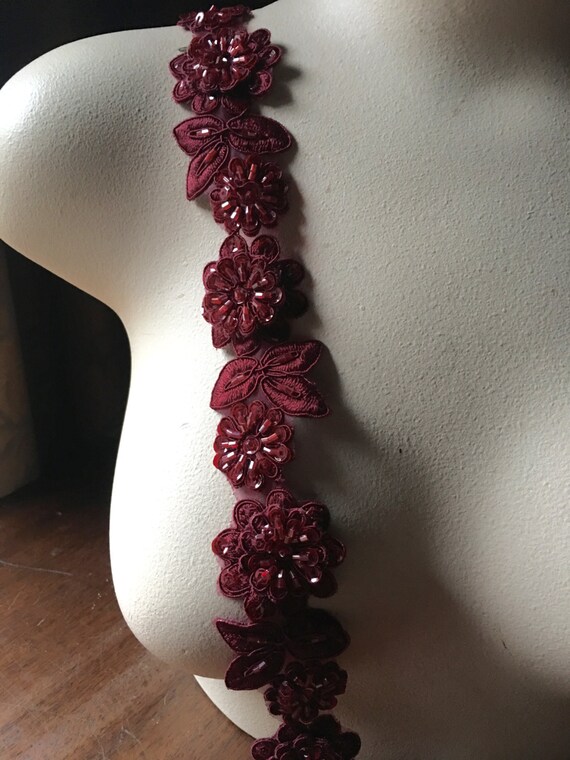 BURGUNDY Beaded Applique Trim 12 for Lyrical Dance