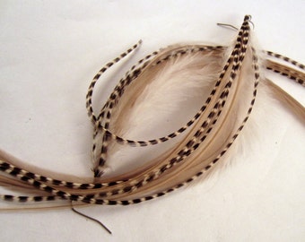 Feather Earrings taupe with grizzly Super Long