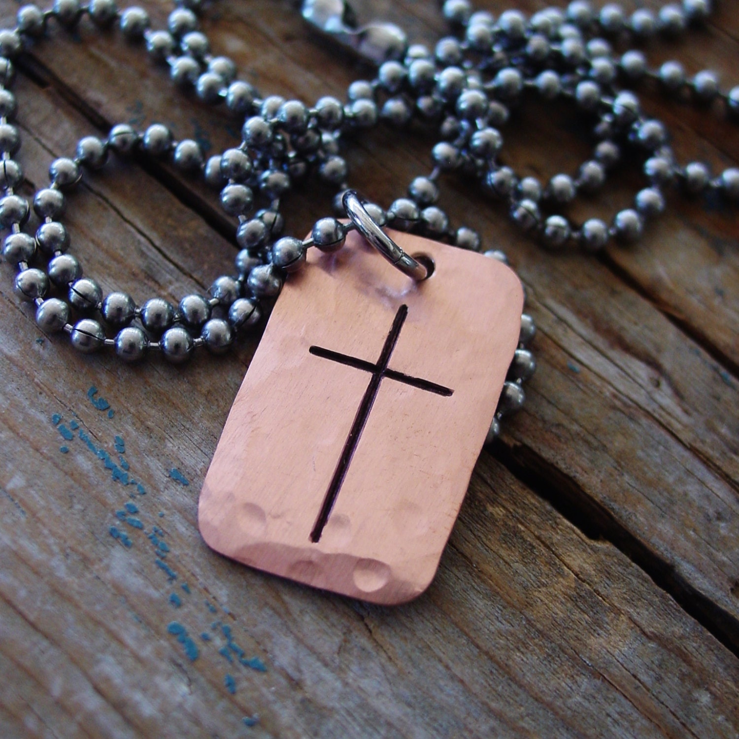 Mens Cross Necklace Rustic Copper Mens Cross Pendant Mens