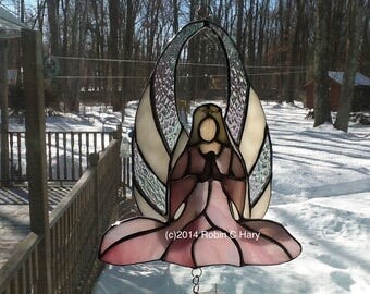 Angel stained glass wind chime