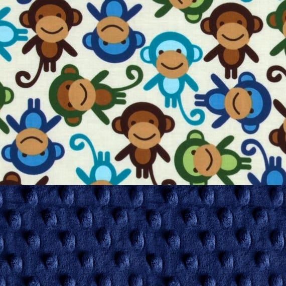 Personalized Baby Blanket - Monkey Baby Minky Blanket Boy, Blue Green // Name Baby Blanket // Monkey Baby Blanket // Baby Shower Gift