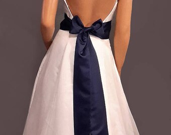Satin wedding sash bridal belt prom evening pageant tie bridesmaid belt SSH100 AVL IN navy blue and 18 other colors CHOOSE Length & Width