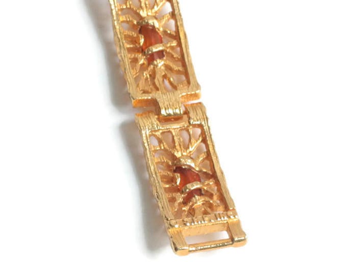 Topaz Amber Glass Navette Bracelet Gold Plated SHP Vintage