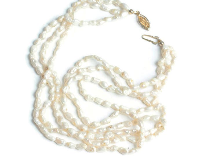 Three Strand Freshwater Pearl Necklace Vintage Wedding Special Occasion