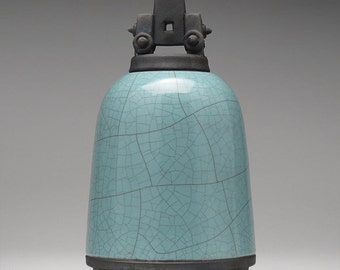 RESERVED FOR LAURA-------------Turquoise green Ceramic Raku Jar, Art Pottery,Jar, Lidded jar, handmade,small urn