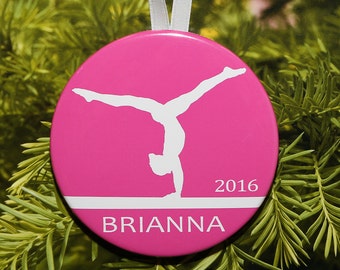 Girls Womens Gymnastics Silhouette Christmas Ornament - team colors - customized - C153