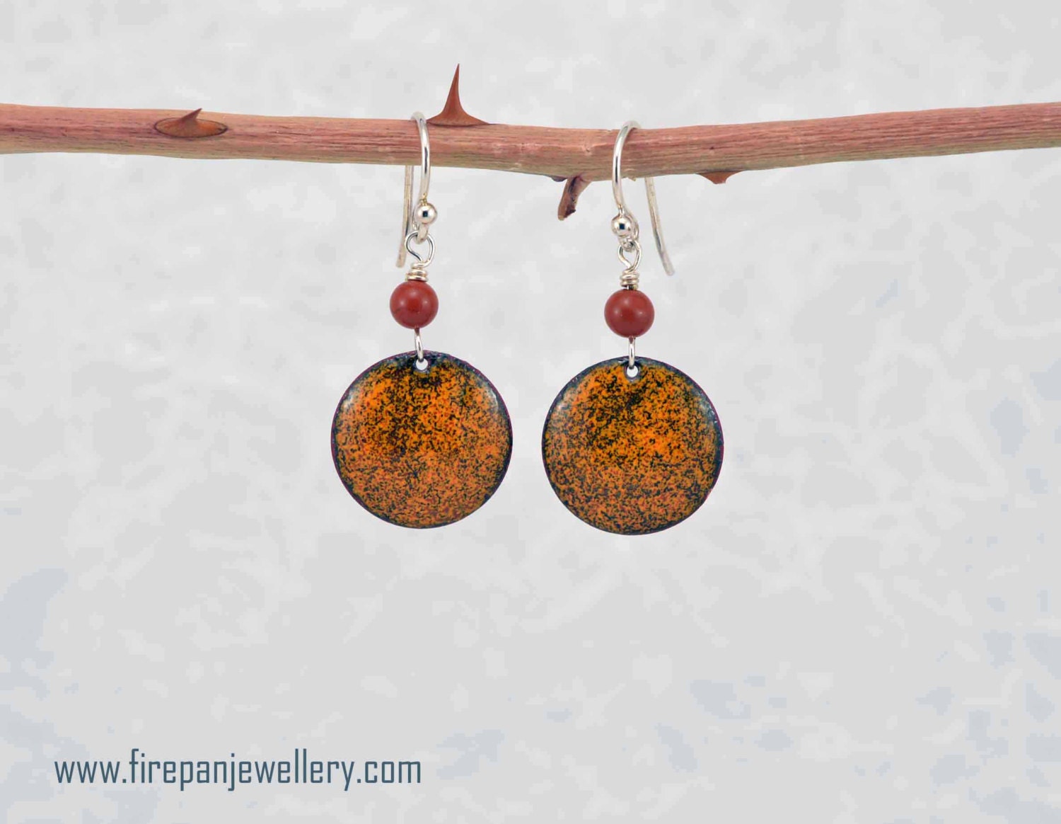 Orange spice enamel jasper earrings gemstone gift for her
