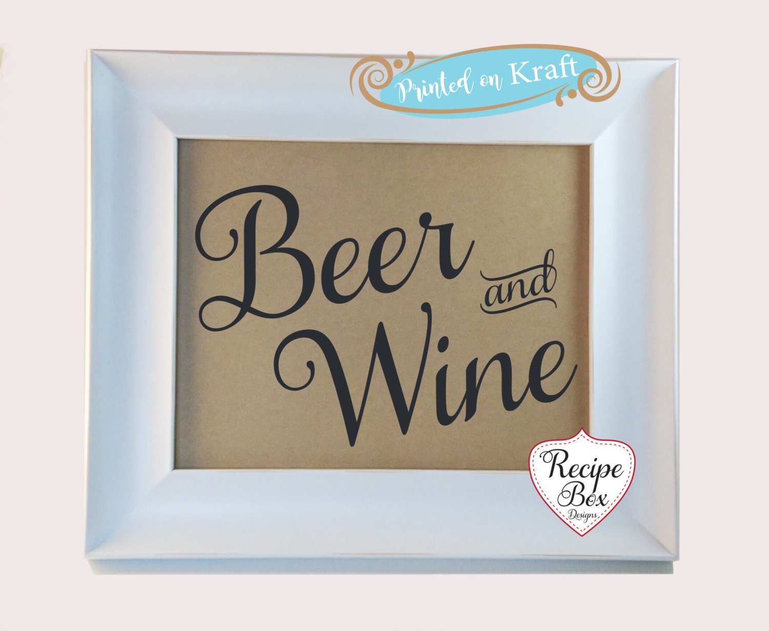 Beer and Wine Bar Drink Sign Rustic Kraft Wedding Signs