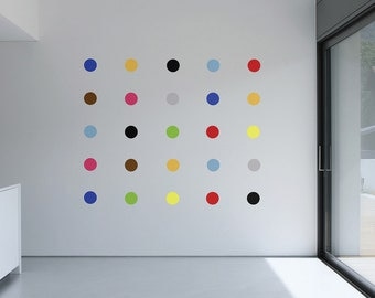 Damian Hirst Inspired Multi-Coloured Art Deco Spot Wall Stickers