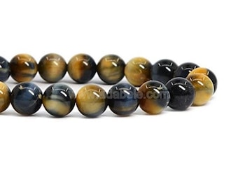 You Pick Natural Golden Blue Tiger Eye Gemstone Beads 4mm 6mm 8mm 10mm Loose Round Beads 15.5" (1 strand) #23GSR