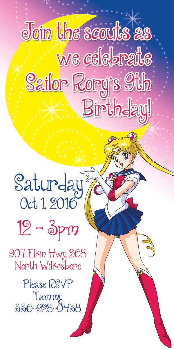 Sailor Moon Birthday Invitations 3