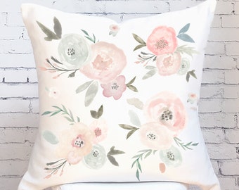 Pillow Cover Floral Pastel Flowers Auriel Throw Pillow