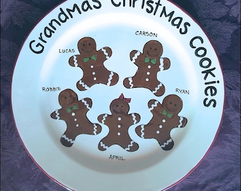 Custom Christmas Platter,Gingerbread man,Personalized Platter,Gift for Parents,Christmas Gift for Grandparents,Christmas Cookie Family Plate