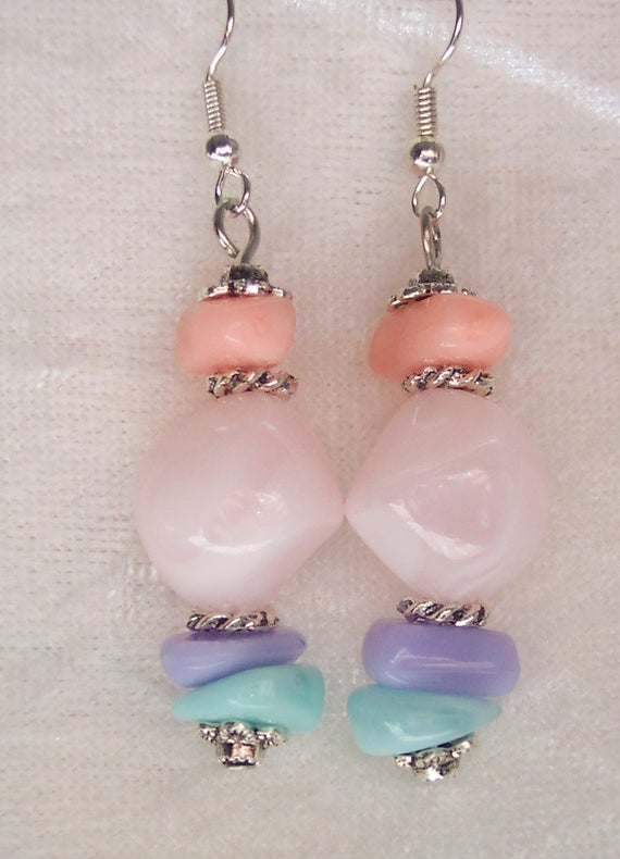 Pastel Earrings Pastel Pink Earrings Pastel Peach Earrings