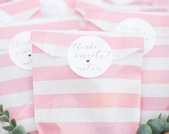 Pink Striped Kraft Paper Bags 5x7.5 set of 25 | treat bags | party favors | pink striped