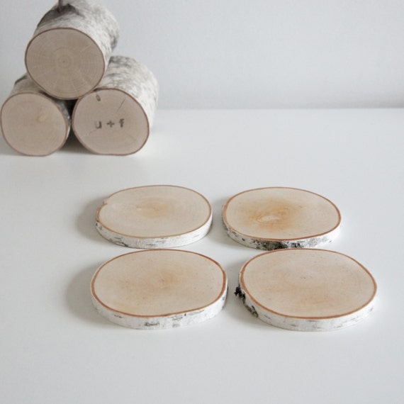 white birch wood coasters set of 4 birch coasters wooden