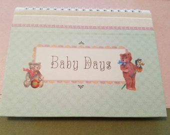 Vintage Original Box Baby Days Photo Album Brag Book Gender Neutral Teddy Bears