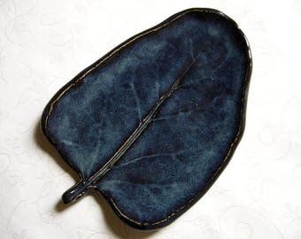 Black Skies Pottery Leaf Spoon Rest or Dish
