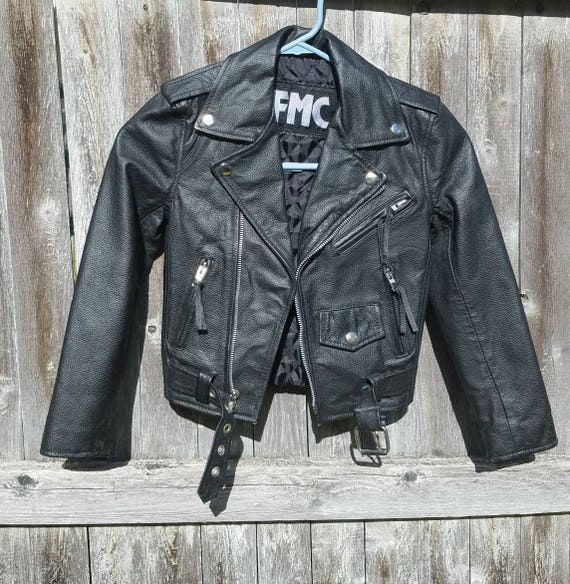 Genuine vintage leather xs biker's jacket. Black