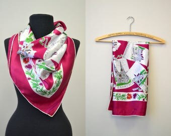 1950s French Souvenir Scarf