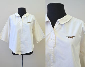1960s Ship'n Shore Dachshund Cotton Shirt