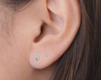 Tiny Turquoise Stud Earrings, Sterling Silver, Gold Plated Post Earrings, Minimalist Studs, Lunaijewelry, Handmade, Gift for mom, STD081TRQ