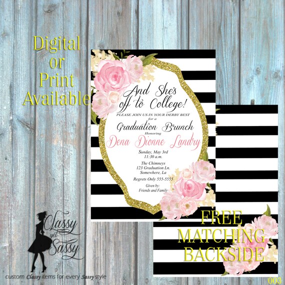 Graduation Invitation, High School Graduation Invitation, Derby Graduation Invitation, Graduation Brunch Invitation Digital Download 003