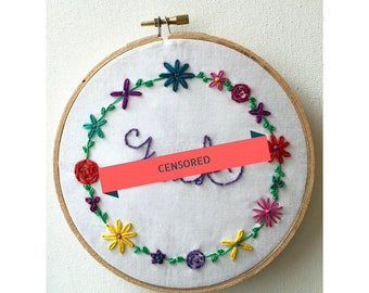 Mature Embroidery Pattern Rude Embroidery Transfer Downloadable Pattern