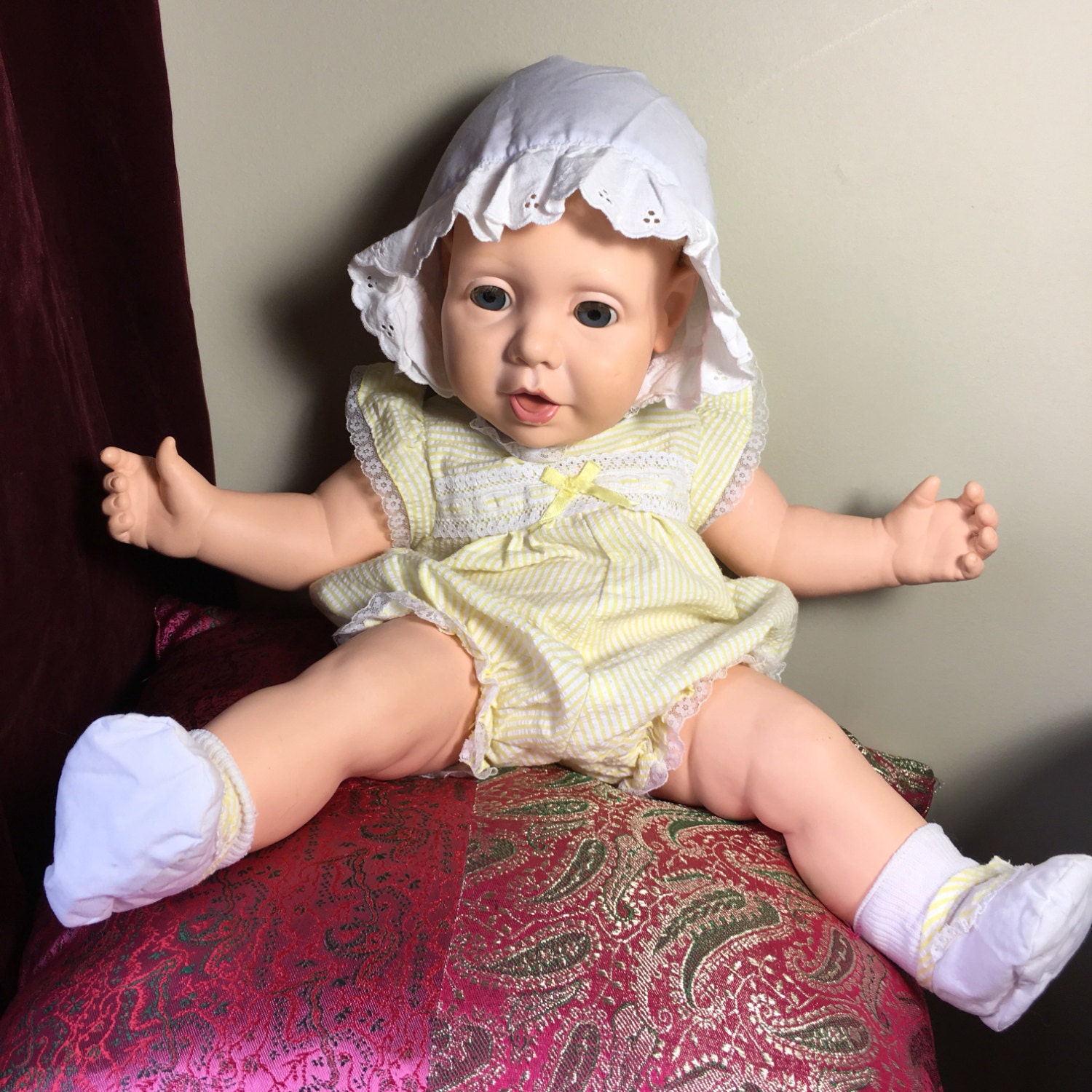 Vintage 1985 Hasbro Real Baby Doll with Original Outfit
