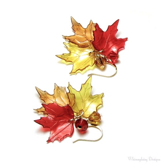 Falling Autumn Leaves Swarovski Crystal Fall Leaf Gold