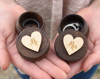 Mr and Mrs Ring Box Set Rustic Wedding Keepsake Ring Box