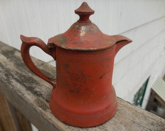 Vintage Red Creamer Quadruple New York WR Metal Small Retro 1800s to 1900s