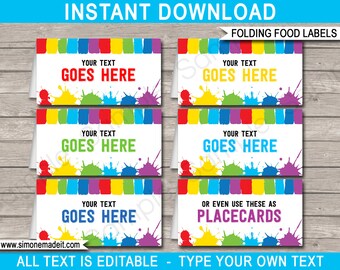 Art Party Food Labels - Art Theme Party - Buffet Tags - Tent Cards - Printable Party Decorations - INSTANT DOWNLOAD with EDITABLE text
