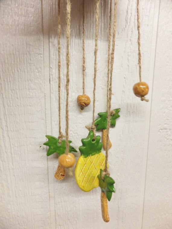 Palm Tree And Pineapple Wind Chime Handmade Ceramic Palm Tree And Pineapple Wind Chime Handmade Ceramic Stoneware Wild Crow Farms