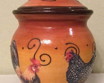 Rooster Utensil Holder Cookie Jar.Kitchen Decor.Country Kitchen.Country Home.Rooster Cookie Jar..Housewarming Gift.Home Decor..Rooster Decor