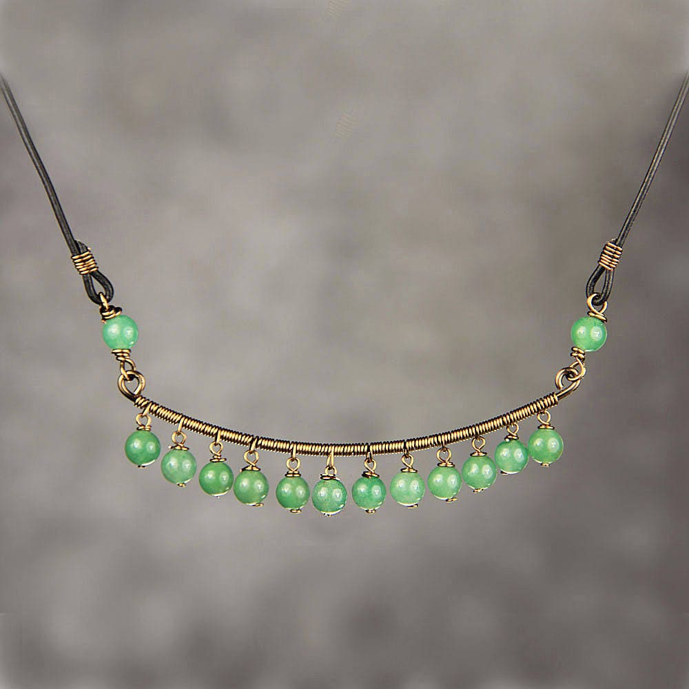 Jade Gunmetal wiring pendant necklace bridesmaids gifts Free