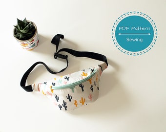 bumbag fanny pack sewing pdf pattern waist bag, festival boho 90's bag tutorial, one compartment