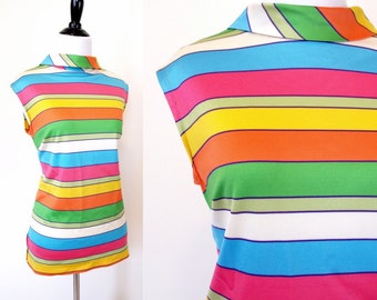 Chemisier à Manches Courtes SOPRANO – Rayures Jaune Et Blanc – Taille M – Occasion Très Bon état