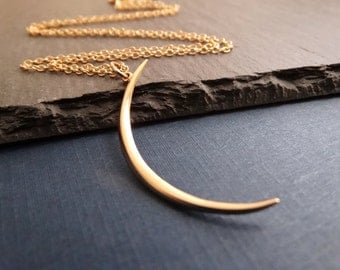 Crescent Moon Necklace Gold Crescent Moon Necklace Crescent Moon Pendant Necklace Large Moon Pendant Necklace