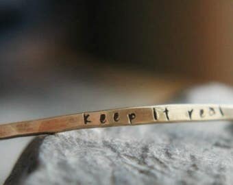Word Bangle, Brass Bangle Bracelet, Hand stamped Jewelry, Golden Brass hammered, Personalized Word Bangle, Skinny Bangles