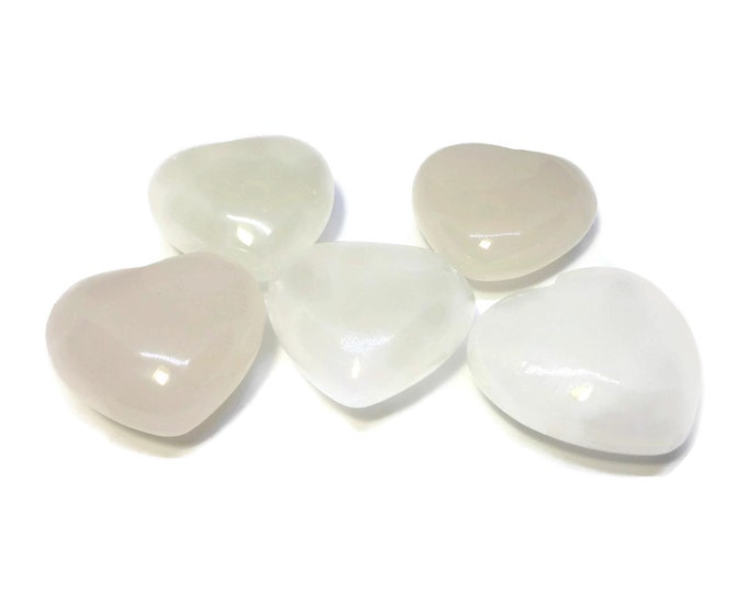 Large heart pendant, white Italian "onyx", 46x45mm undrilled heart, palm stone, meditation stone, or home decor. Sold individually