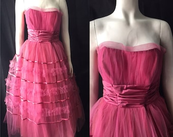 1950s tulle prom dress