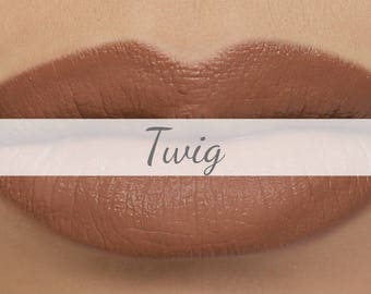 Vegan Matte Lipstick Sample - "Twig" (medium nude brown natural lipstick with opaque coverage)