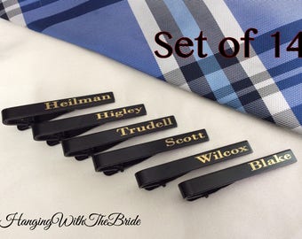 Set of 14 Skinny Tie Clip, Skinny Tie Bar, Tie Clips Men, Tie Clip Personalized, Tie Clip Silver, Tie Bar Personalized, Tie Bar Clip
